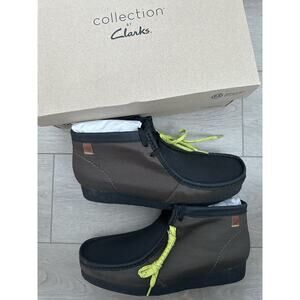 Clark’s wallebees lace up shoes dark green textile canvas sz 11 men’s BRAND NEW